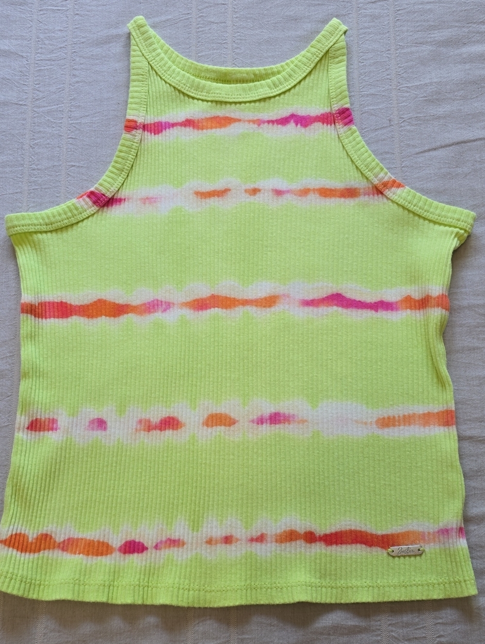 Justice Neon Citrus Yellow Tie-Dye Tank Top Girls Size M (10)
